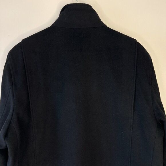 Cole Haan Black Wool Blend High Neck Full Zip Coat - Picture 6 of 9